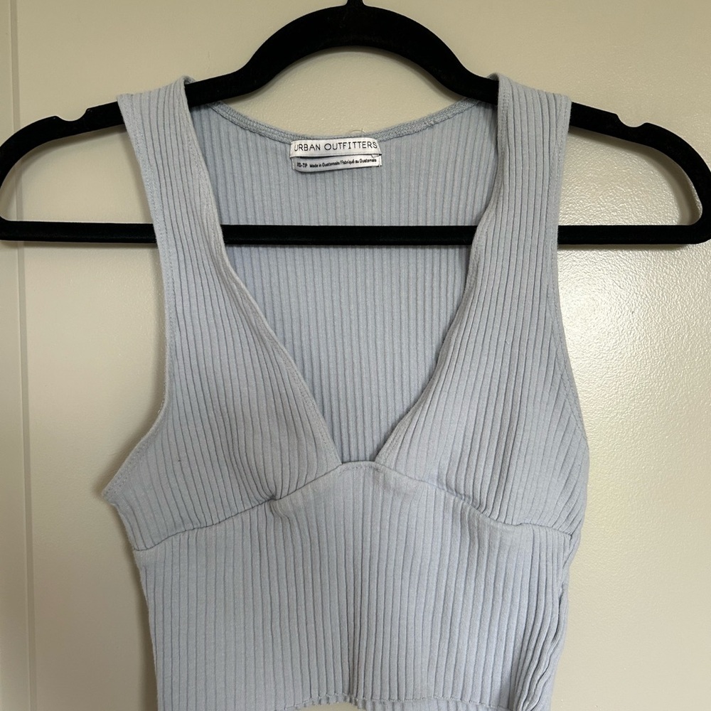 Urban Outfitters Blue Ribbed Crop Tank Top